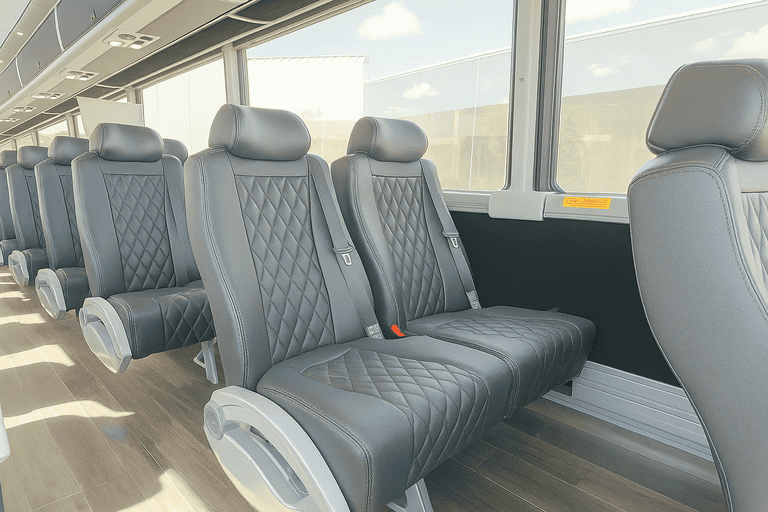 interior of Newport News Coach Bus Service charter bus