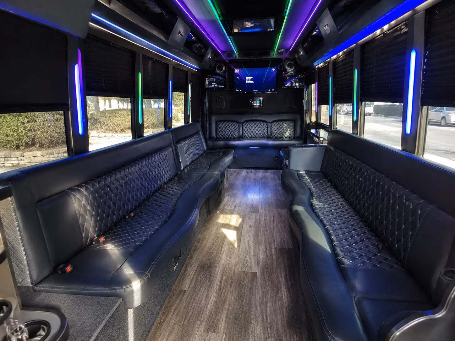 newport news 15 passenger party bus interior