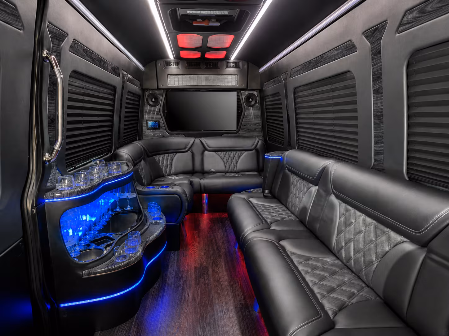 newport news 18 passenger party bus interior