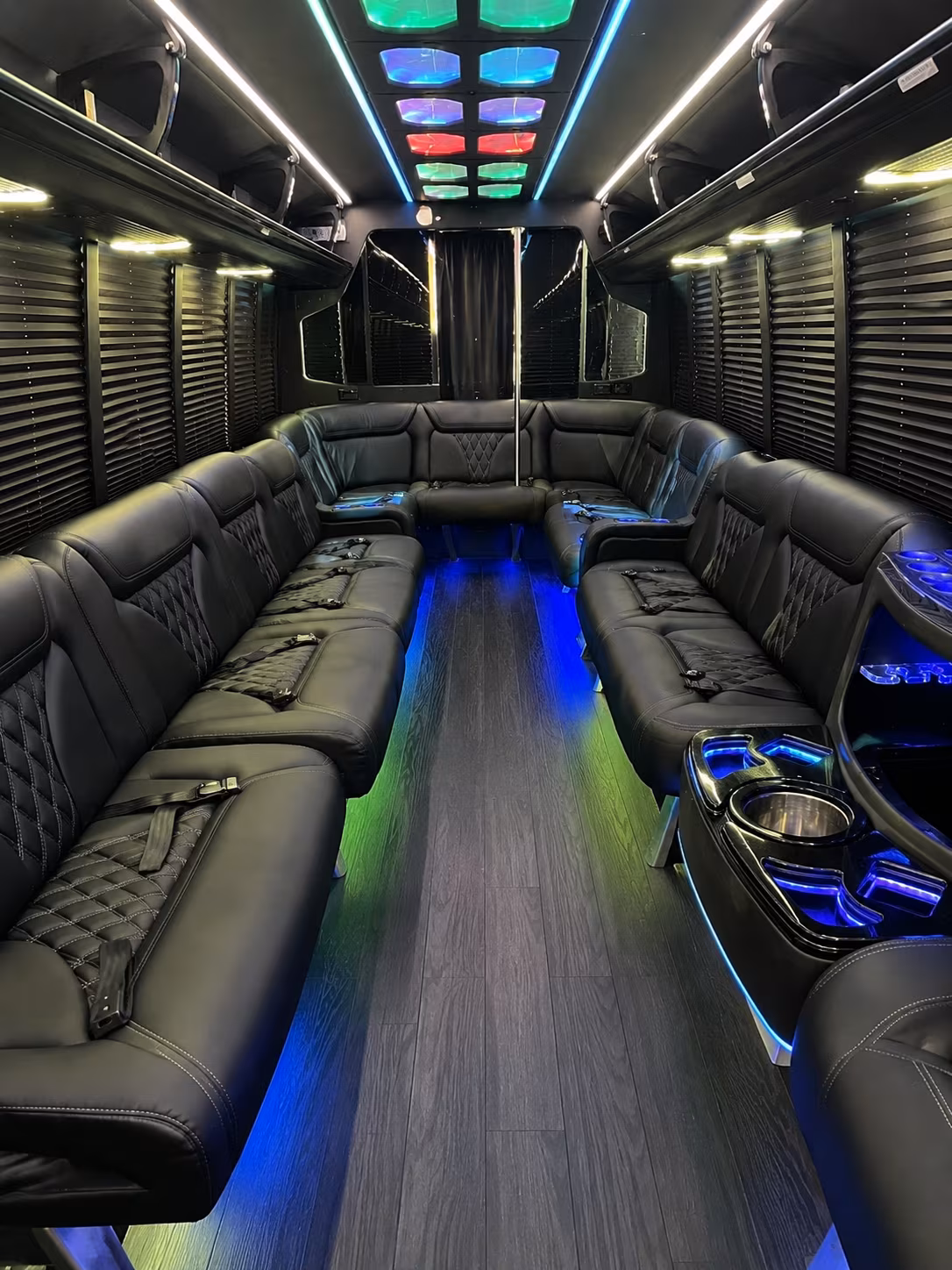 newport news 20 passenger party bus interior