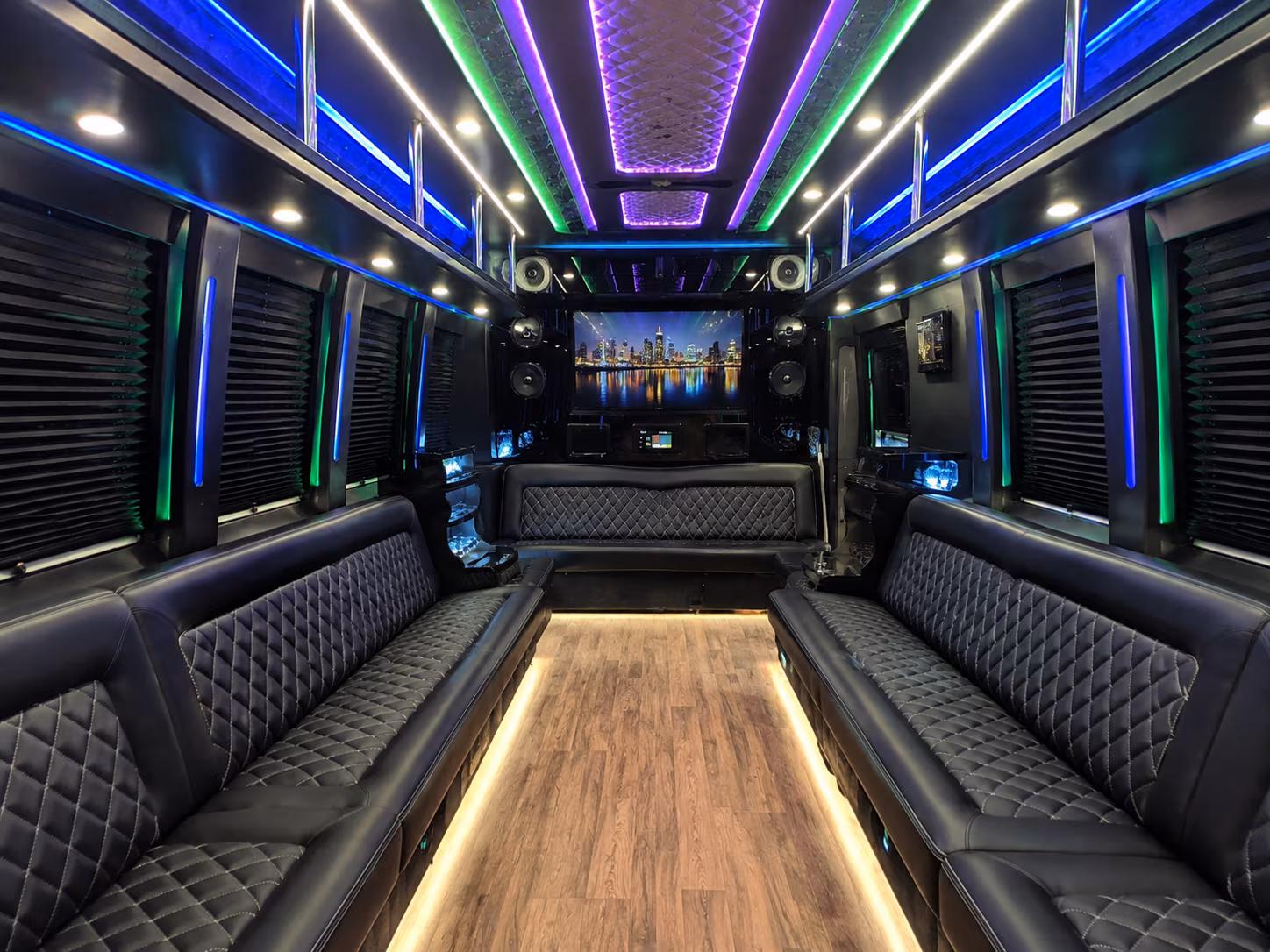 newport news 25 passenger party bus interior