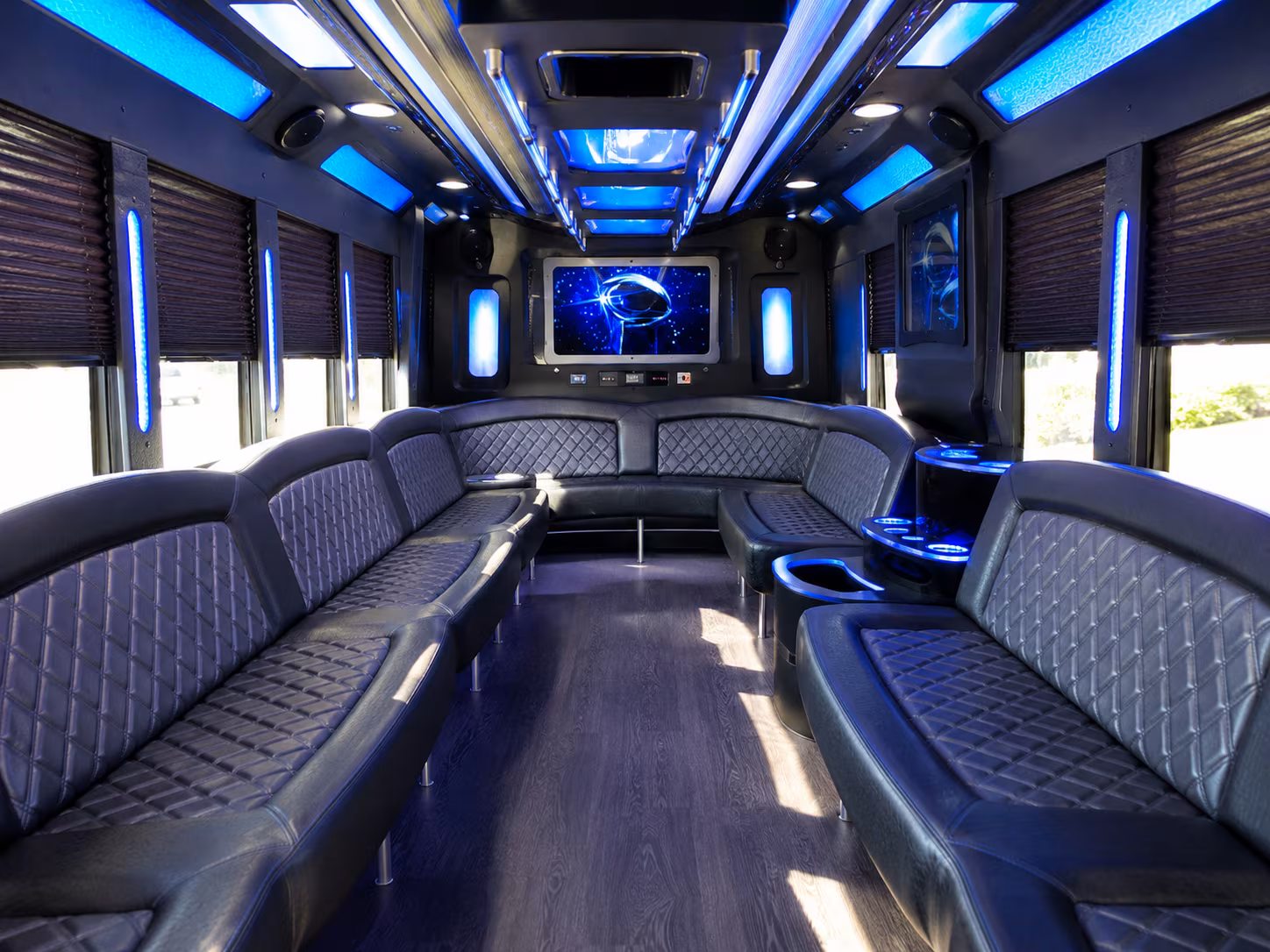 newport news 28 passenger party bus inside