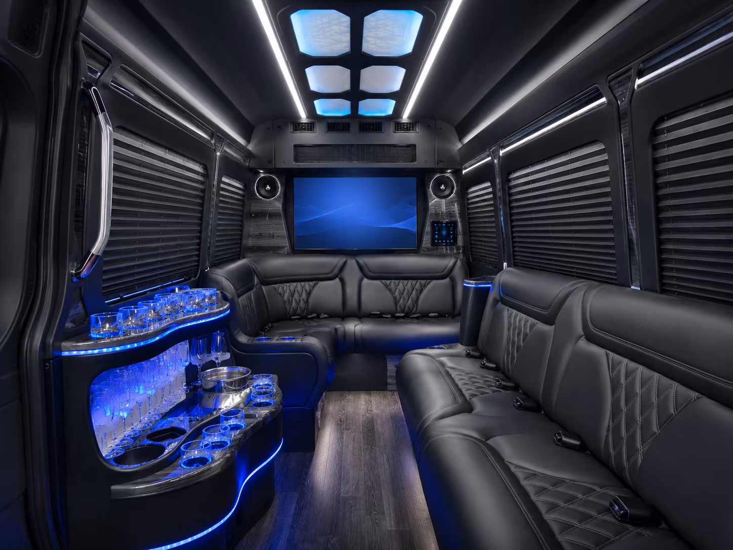 newport news 40 passenger party bus inside