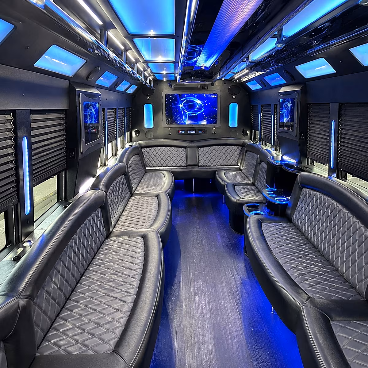 newport news 50 passenger party bus interior